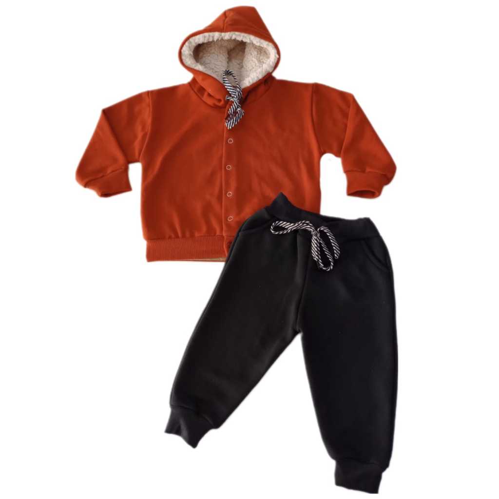 Moletom com capuz forrado quentinho para bebê menino e menina