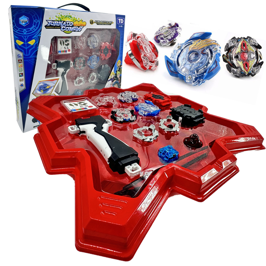 Maleta 4 em 2 Beyblade Metal Burst + 2 Lançadores + Grip + Super Arena de Batalha