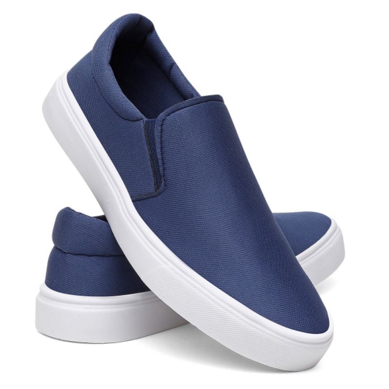 Tênis iate Casual Sapatenis Slip On Original Unissex Calce Fácil - Azul Marinho EVA