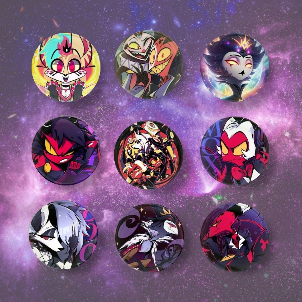 Helluva Boss I.M.P Blitzo Moxxie Millie Loona Stolas Crimson Broches /Pin/Bottons tamanho 3,5cm pacotes atacado em Oferta na Shopee