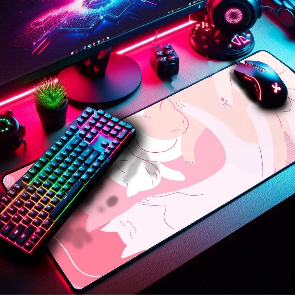 Mouse Pad Gamer Premium 70x35cm Borda Costurada Diversas Estampas Gatinhos em Oferta na Shopee