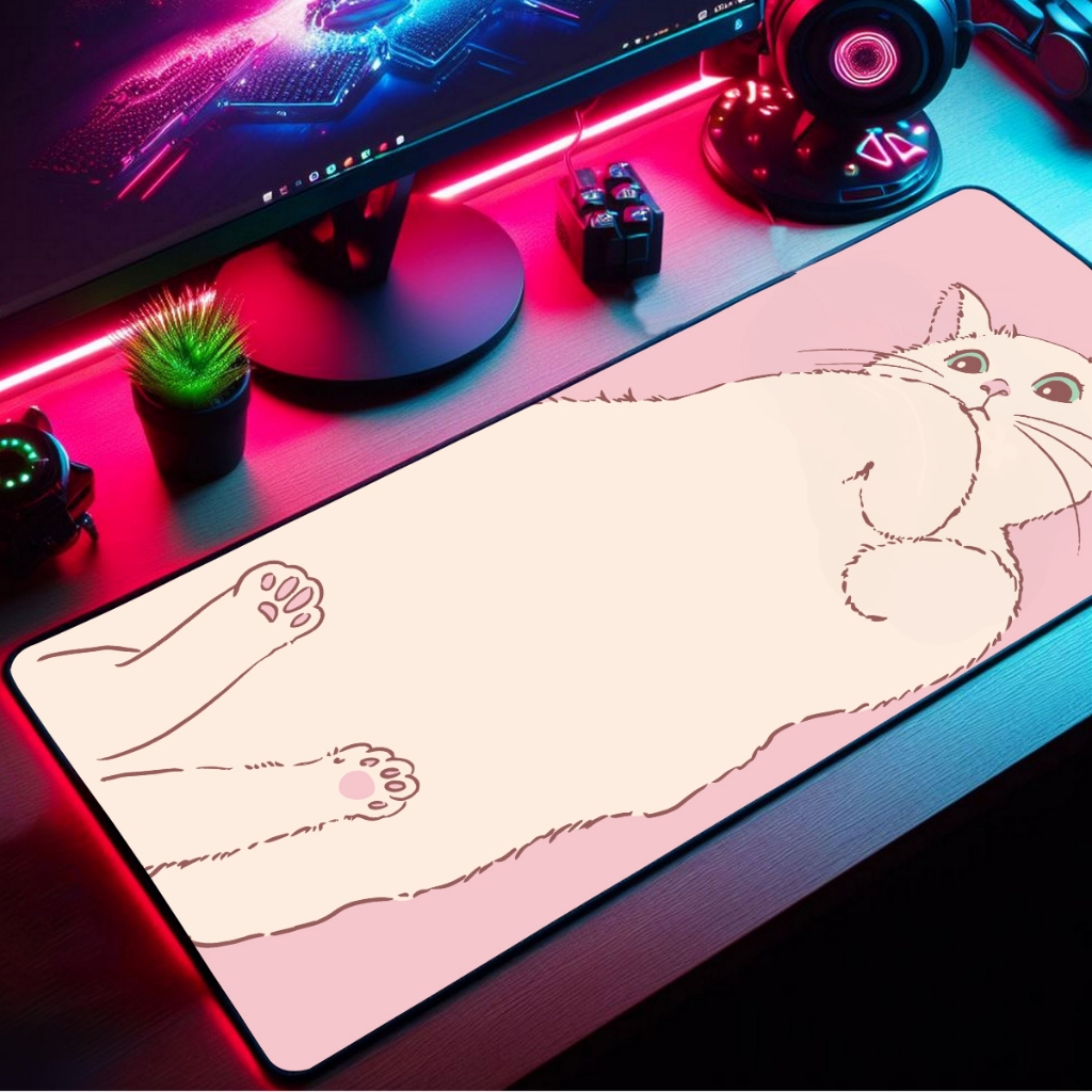 Mouse Pad Gamer Premium Extra Grande 90x40cm Borda Costurada Diversas Estampas Gatinhos