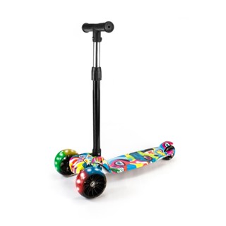 Patinete Infantil 4 Rodas Luz LED Dobravel Scooter Mega Compras