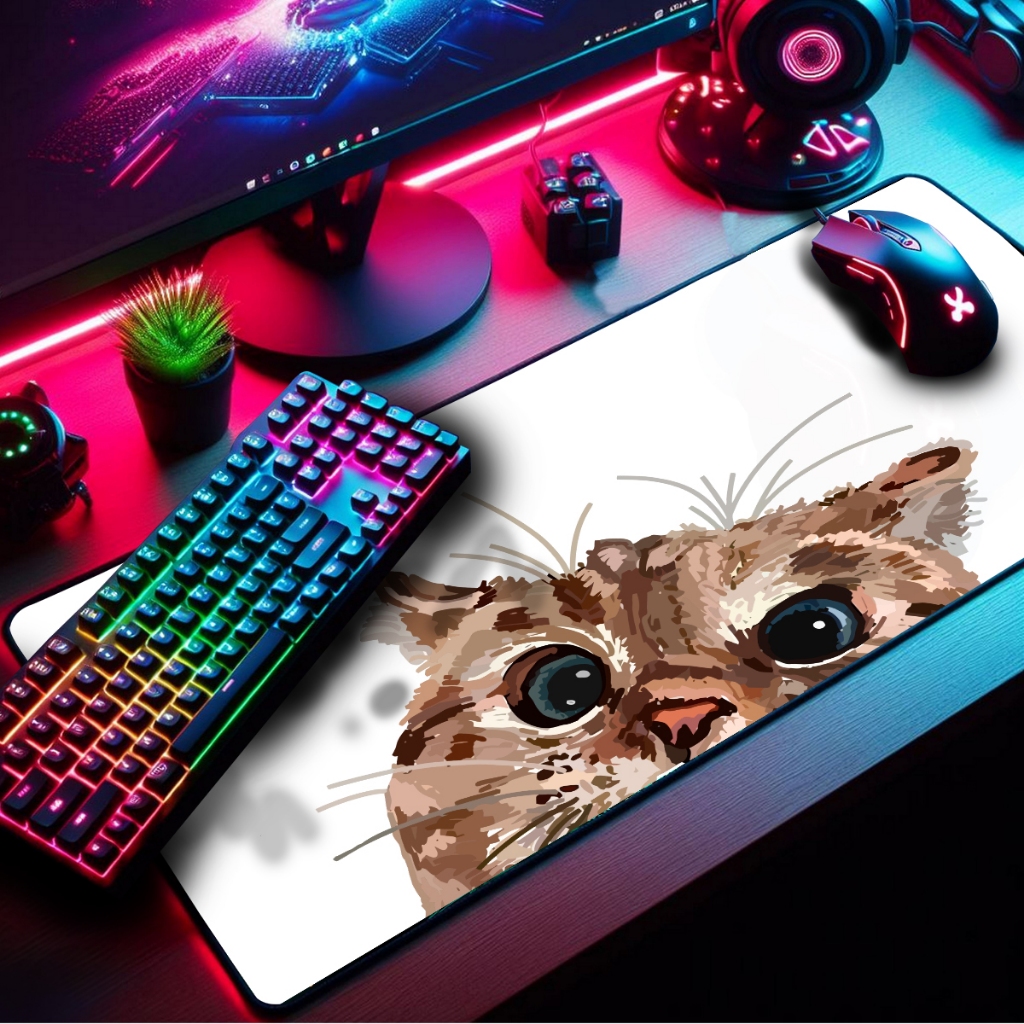 Mouse Pad Gamer Premium Extra Grande 120x60cm Borda Costurada Estampas Gatinhos