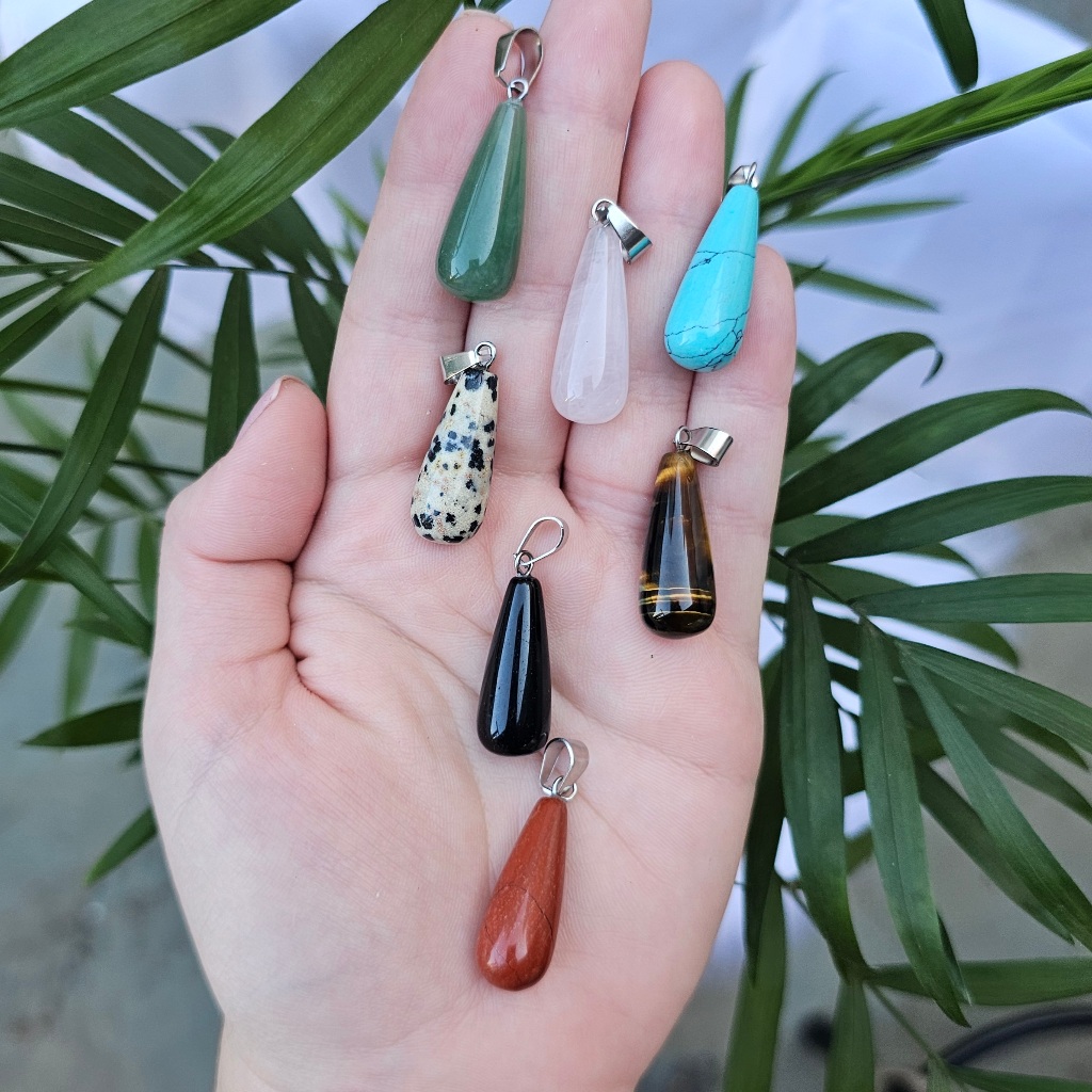 Pingente de Pedra Natural Aço Inoxidável gota