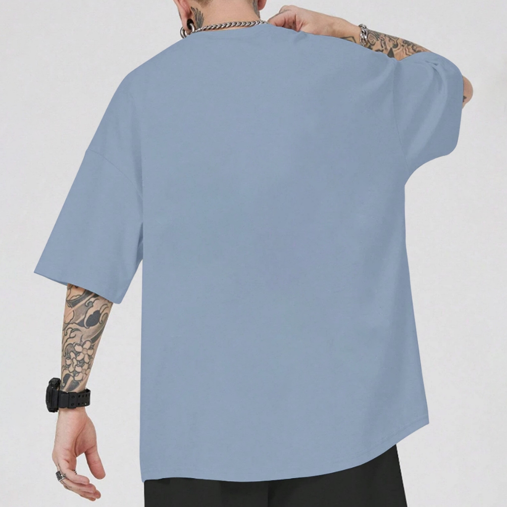 Camiseta Azul Bebê Claro Larga Confortável Blusa Oversized Longa Esportiva T Shirt Plus Size Clássi