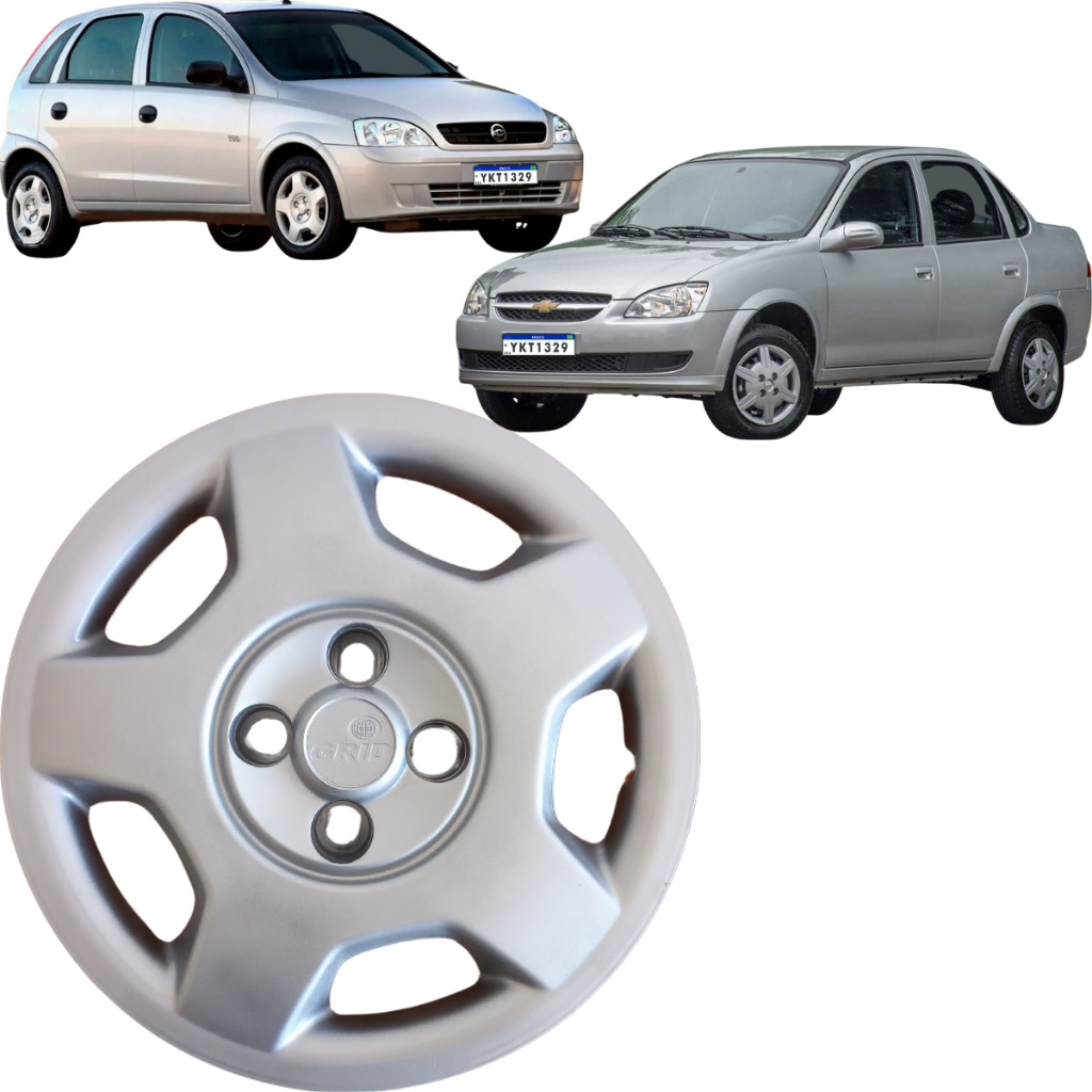 Calota Grid Aro 14 Cubo Baixo Corsa Hatch Sedan 2002 a 2014