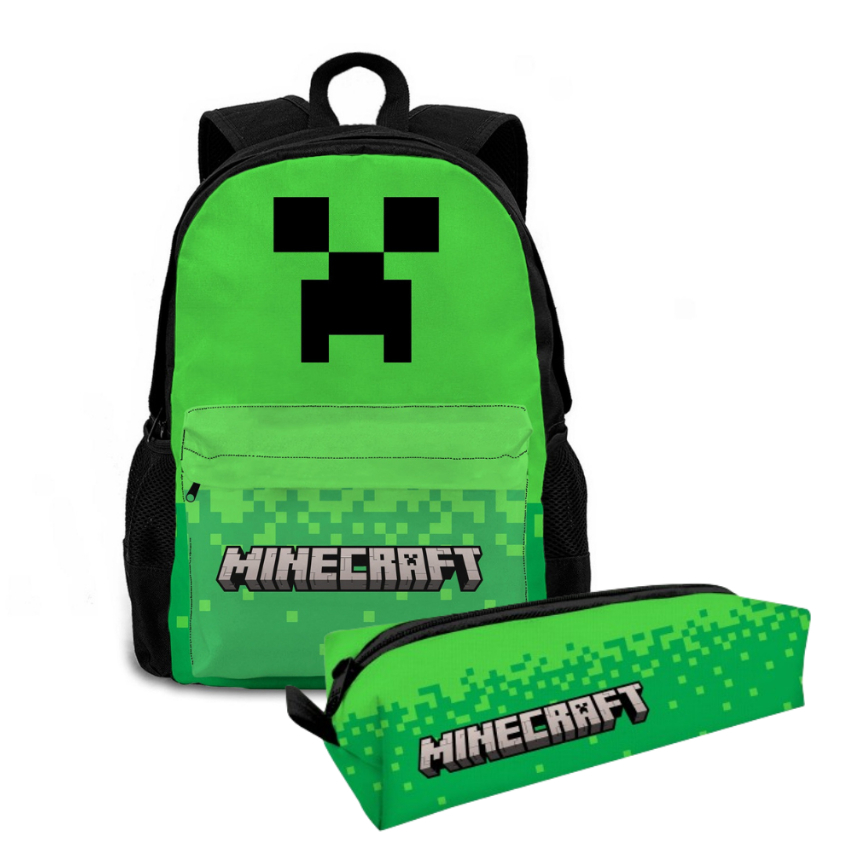 Bolsa Escolar Mochila Com Estojo Infantil Minecraft Para Crianças Bag Resistente Reforçada