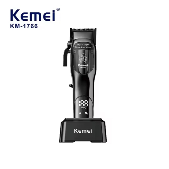 Kemei-Electric Barber Clipper com suporte de carregamento, USB Pro,  Bldc, KM-1766 Bivolt 110v- 220v em Oferta na Shopee