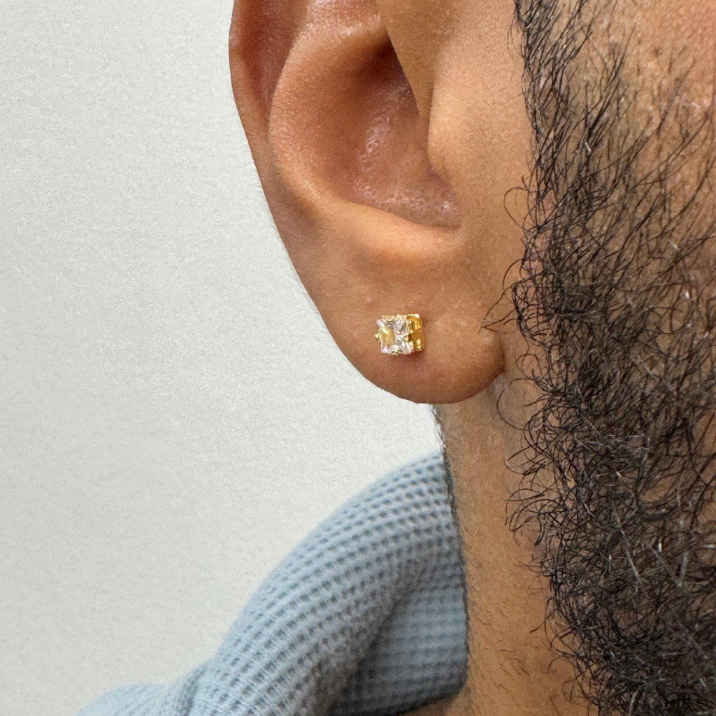 Brinco Diamantado Masculino Banhadoa  Ouro 18K em Oferta na Shopee