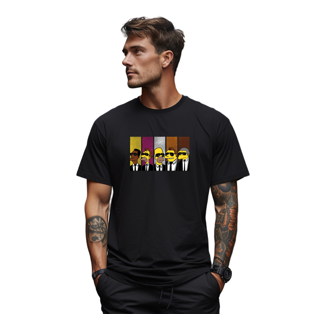 Camiseta  Camisa Masculina The Simpsons Personalizada Estilo Mib Homens de Preto Personagens Simpsons Camisa Criativa