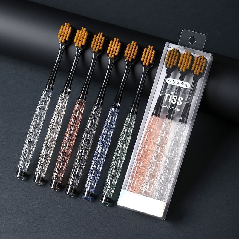 Kit3 escova de dentes antibacteriana com cerdas macias e cabo de cristal antibacteriana em Oferta na Shopee