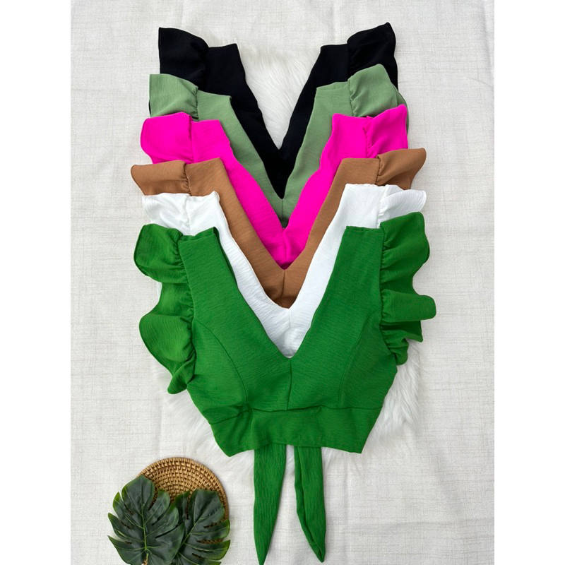 blusa cropped com bojo e atrás com amarrado 0936
