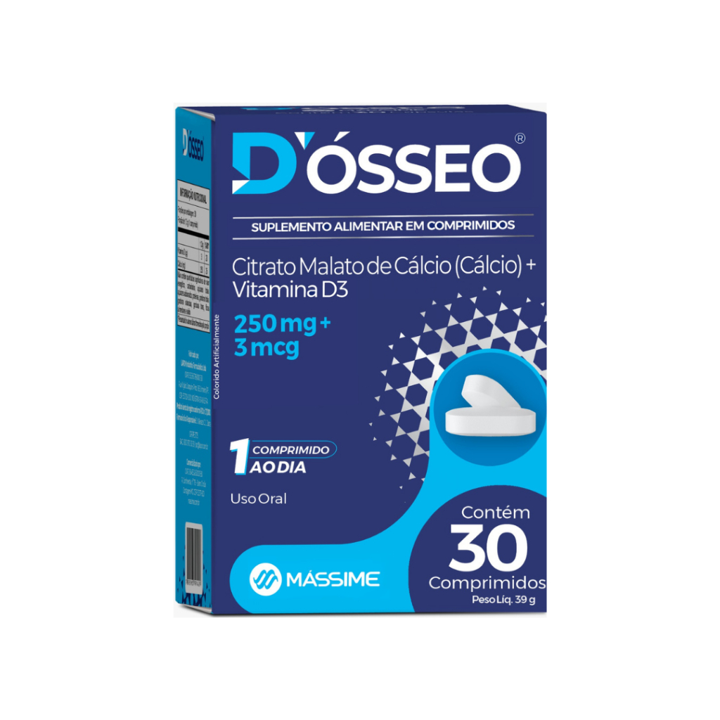 Dosseo Vitamina D3 + Cálcio 250mg - 30 comprimidos - Massime