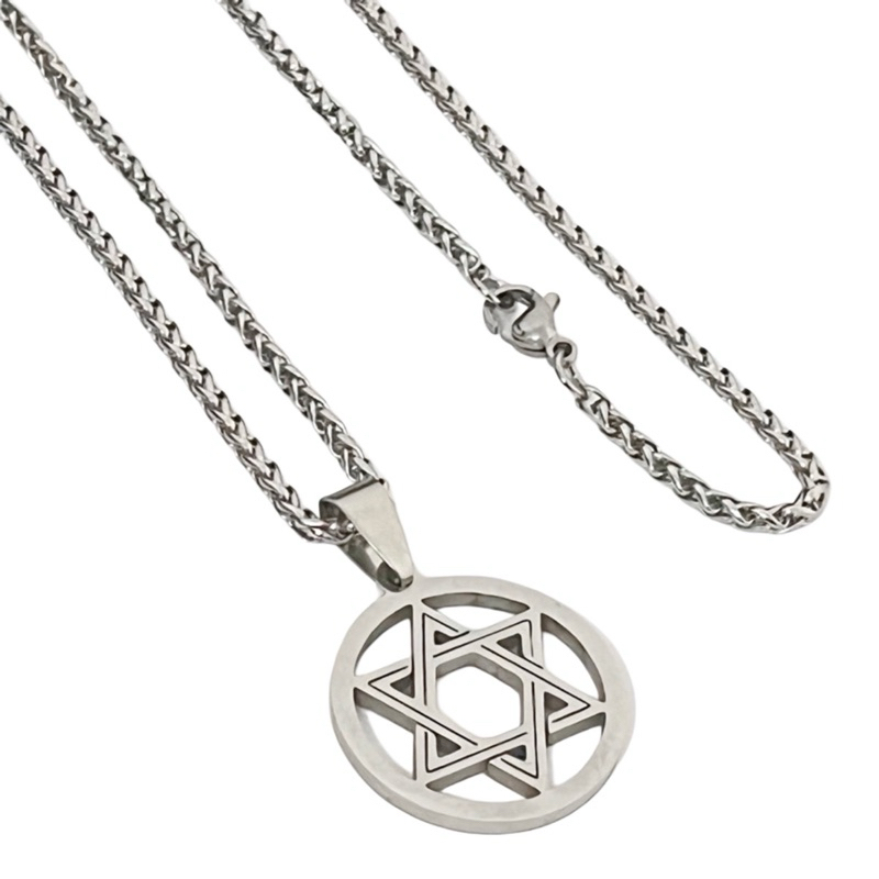 Colar Cordão Hexagrama Estrela De Davi Aço inoxidável Prata em Oferta na Shopee