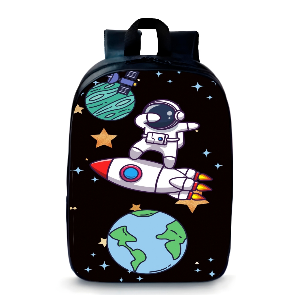 Mochila pequena pré escola infantil prézinho Astronauta nave espacial novidade