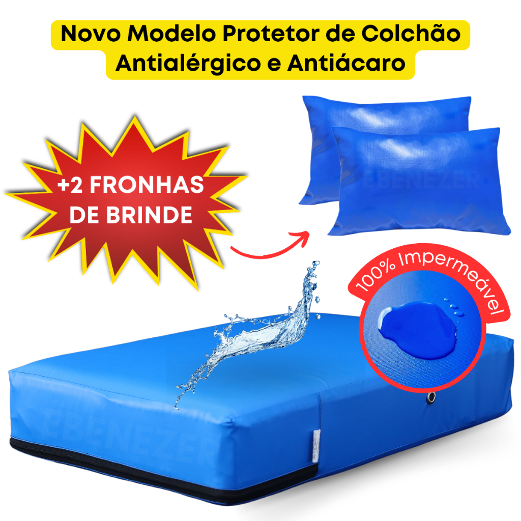 Capa Colchão Impermeável Hospitalar Protetor Cama Solteiro, Casal e Berço + 2 Capas para Travesseiro