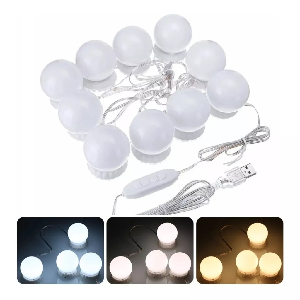 Luz De Espelho Camarim Maquiagem Led 10 Lampadas Camarim