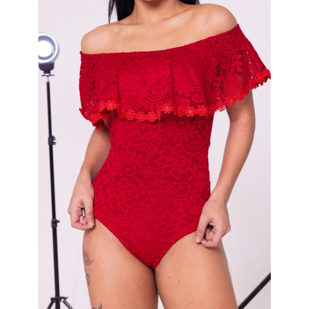 Body Feminino Em Renda Modelo Ciganinha