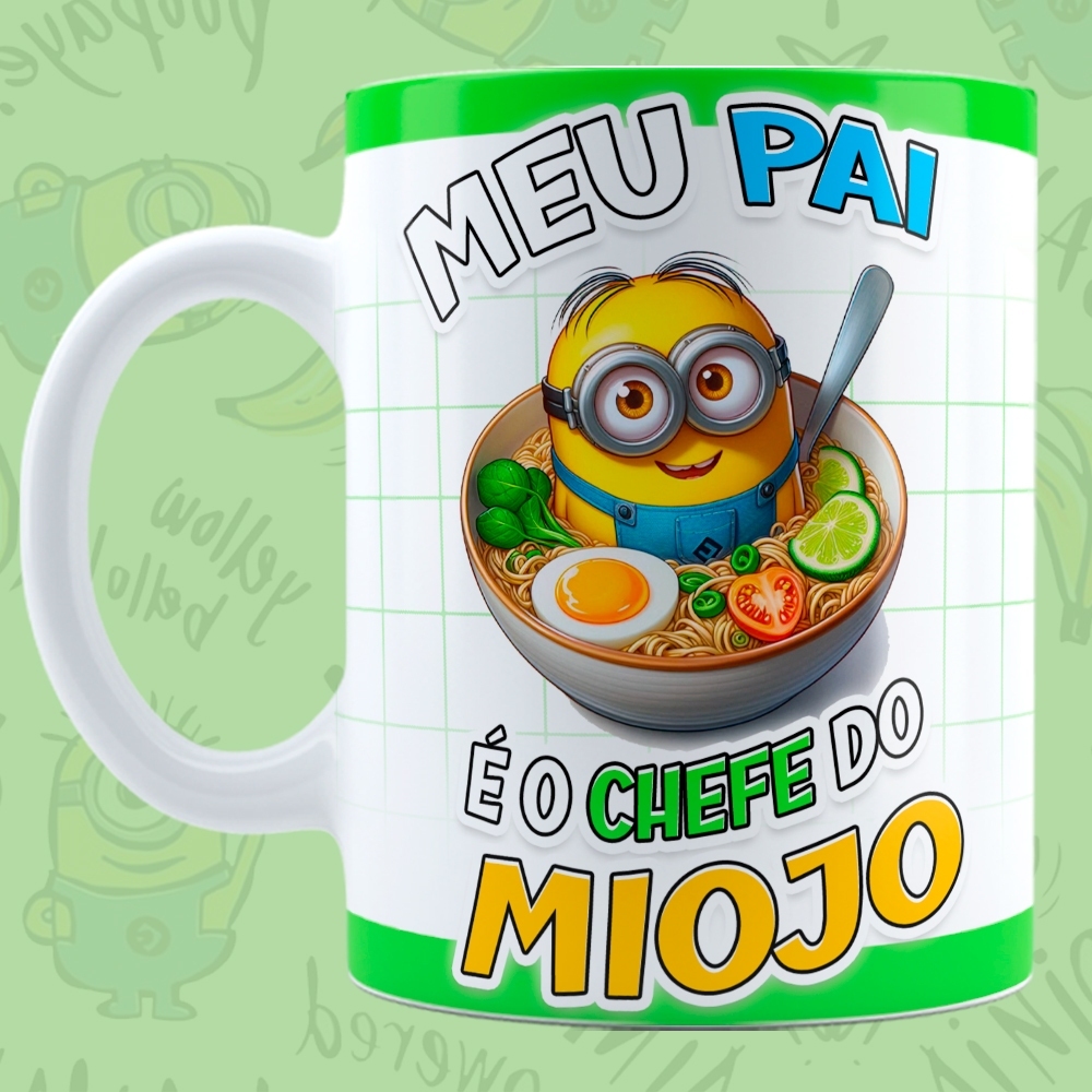 Caneca Minions Meu pai é o Chefe do Miojo Porcelana