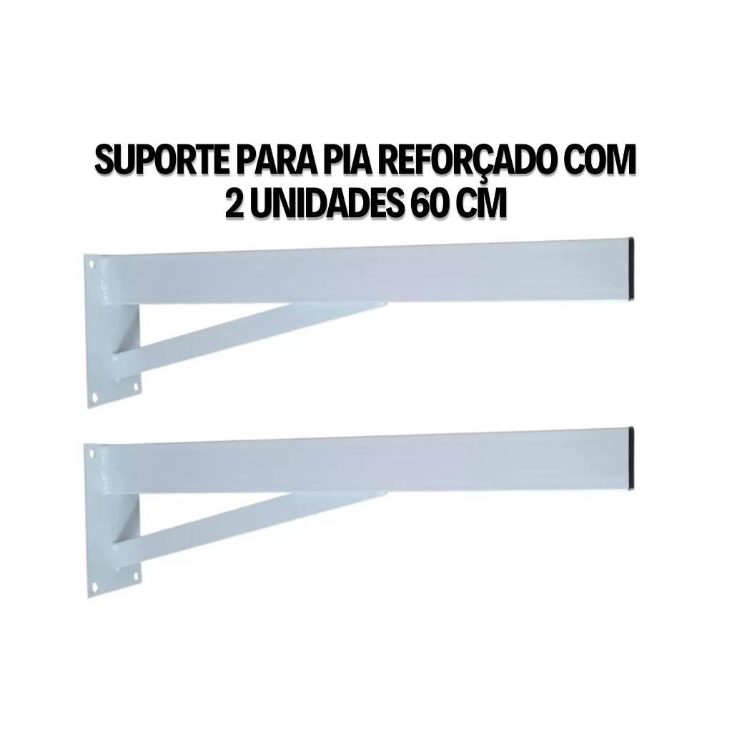 Suporte para pia parafusar mão francesa Grapa Super Reforçado mão francesa 60cm 2 Un Granito- Branca