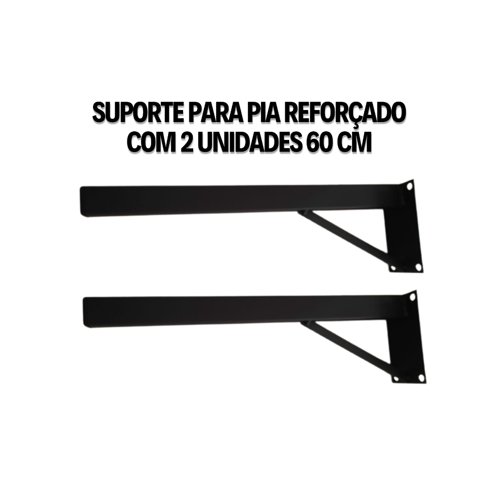 Suporte para pia mão francesa parafusar grapa super reforçado mão francesa 60cm 2 Un Granito- preto