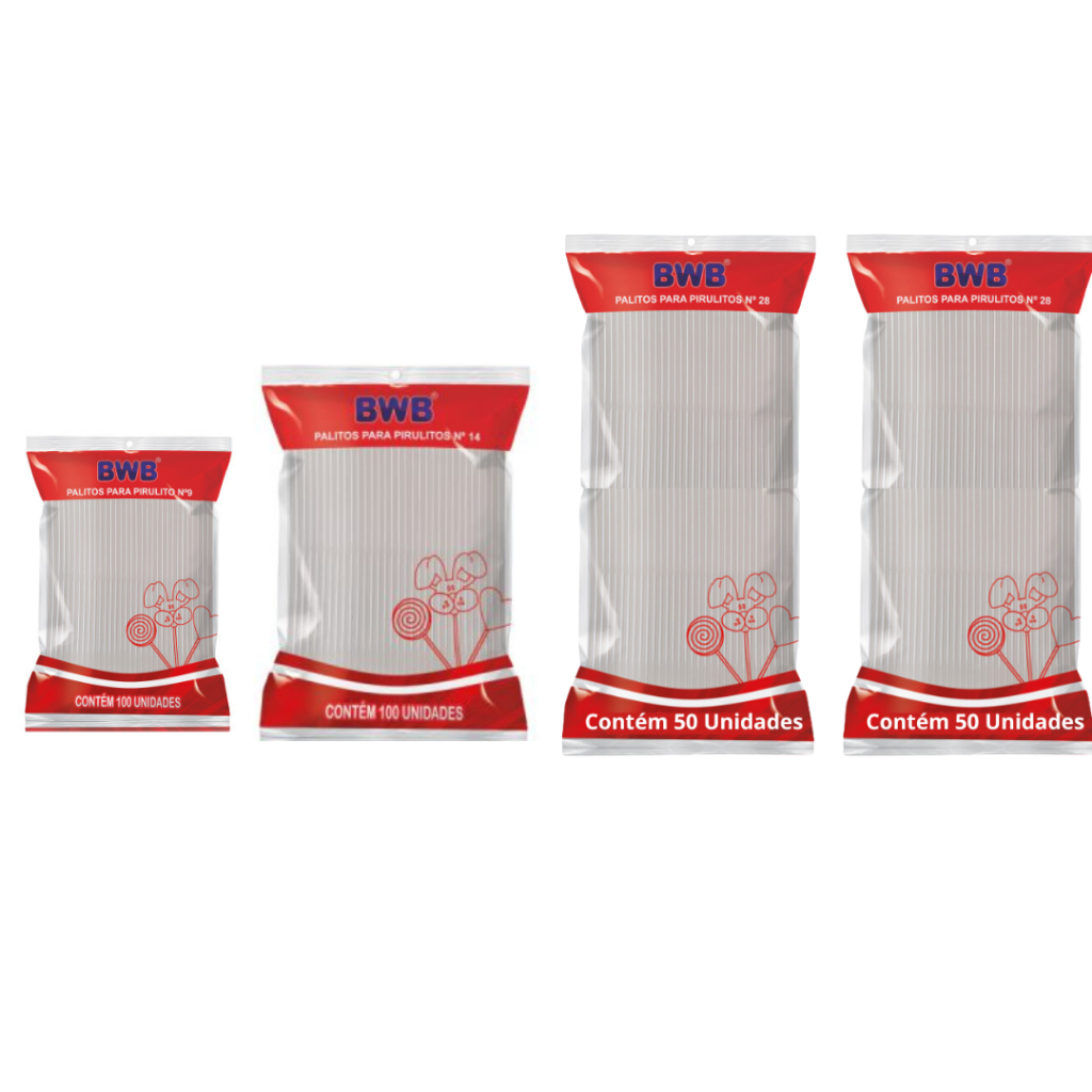 Kit 100 Palito Pirulito 9Cm +100 Palito Pirulito 14 Cm + 100 Palito 28 Cm Cristal Topper Bolo Bwb em Oferta na Shopee