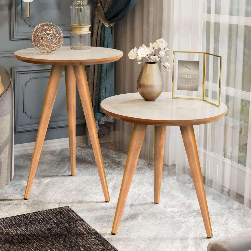Conjunto com 2 Mesas Retrô Apoio e Lateral Maju - Cores