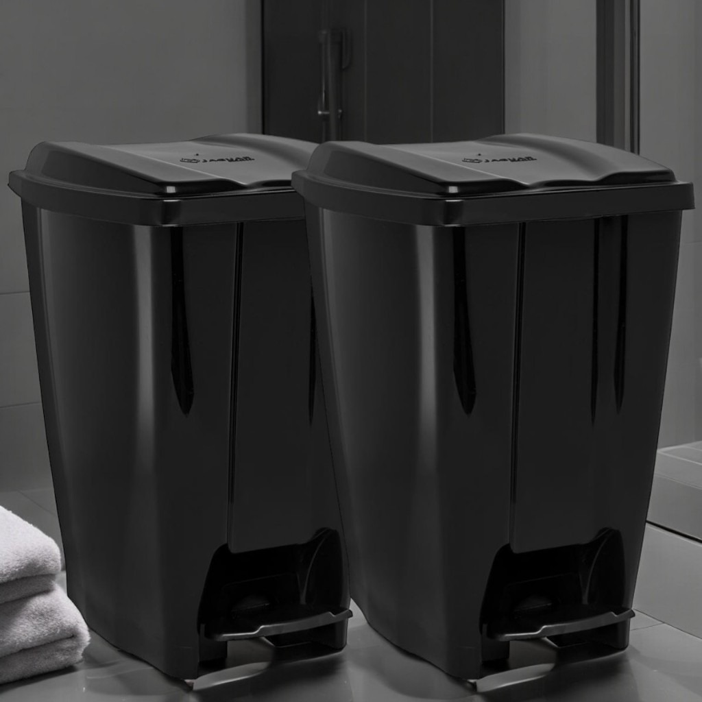 Kit 2 Lixeiras com Pedal e Tampa 20 Litros em Plástico Resistente em Oferta na Shopee