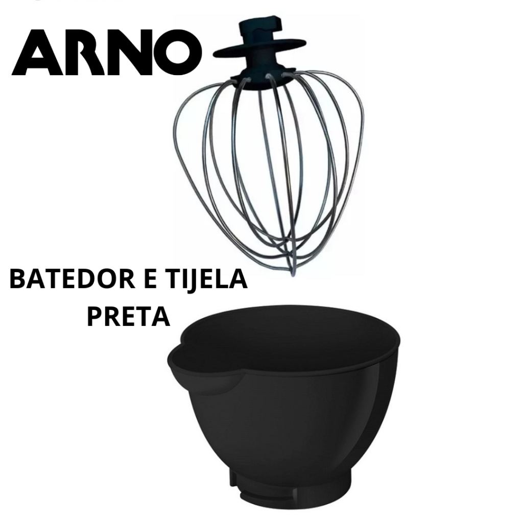 Tigela com batedor leve para batedeira planetaria ARNO ORIGINAL PRETA