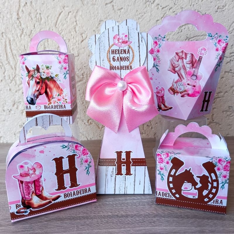 KIT  FESTA PERSONALIZADA BOIADEIRA (PEGUE E MONTE) lembrancinha-aniversario-caixinhas personalizadas-festa infantil