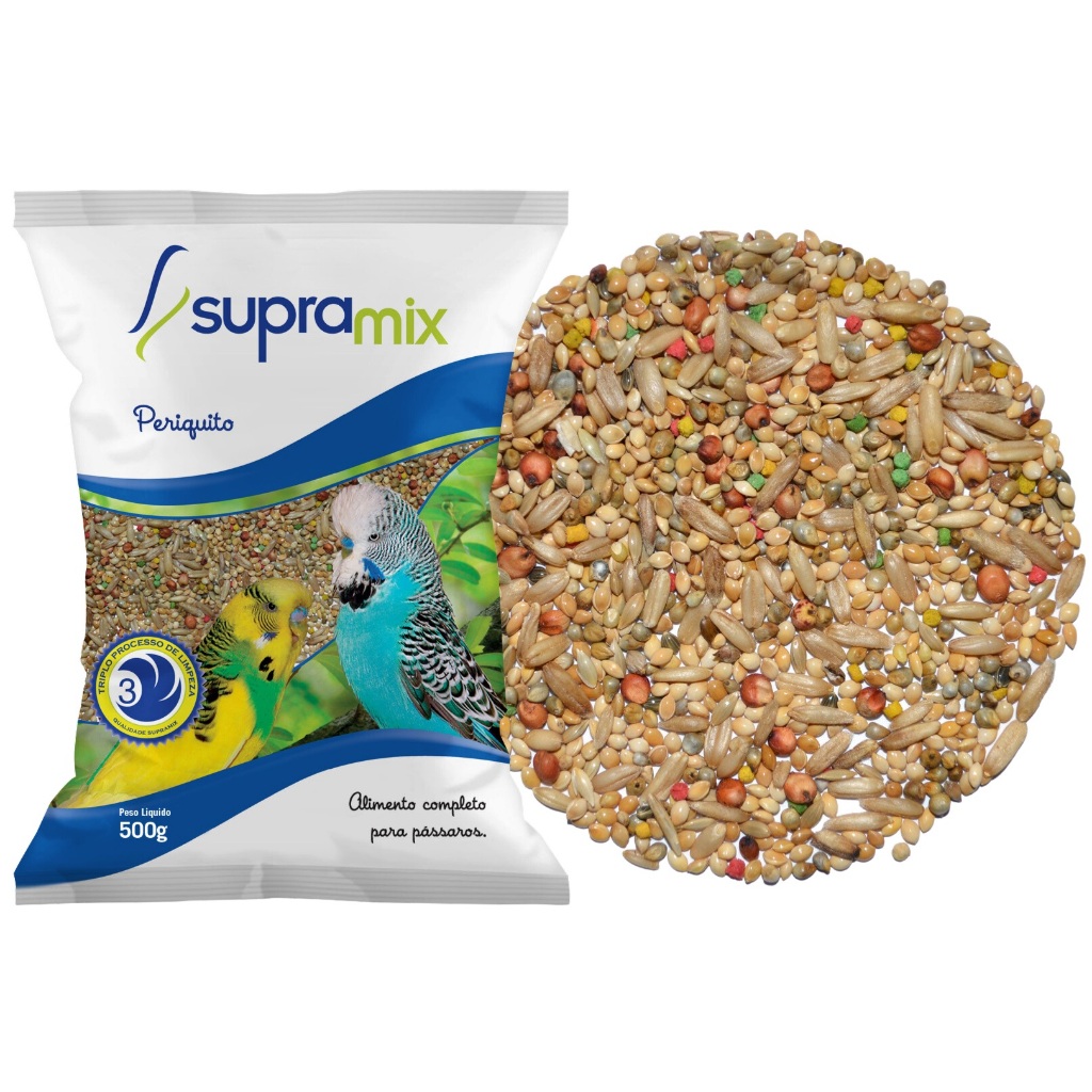 Supramix Periquito 500g (KIT com 4 unidades) Total 2kg - Grãos selecionados e limpos. em Oferta na Shopee