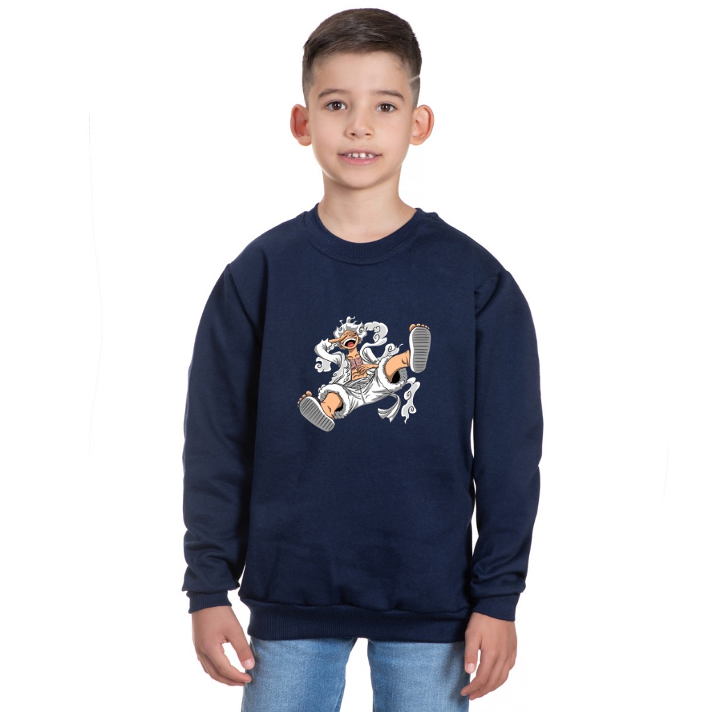 Moletom Gola Redonda Infantil Luffy Gear One Piece Agasalho Estampado