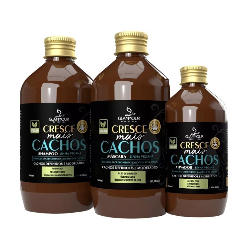 Kit Cresce Mais Cachos Shampoo E Ativador ( Linha Vegana ) - Mais Glammour Professional