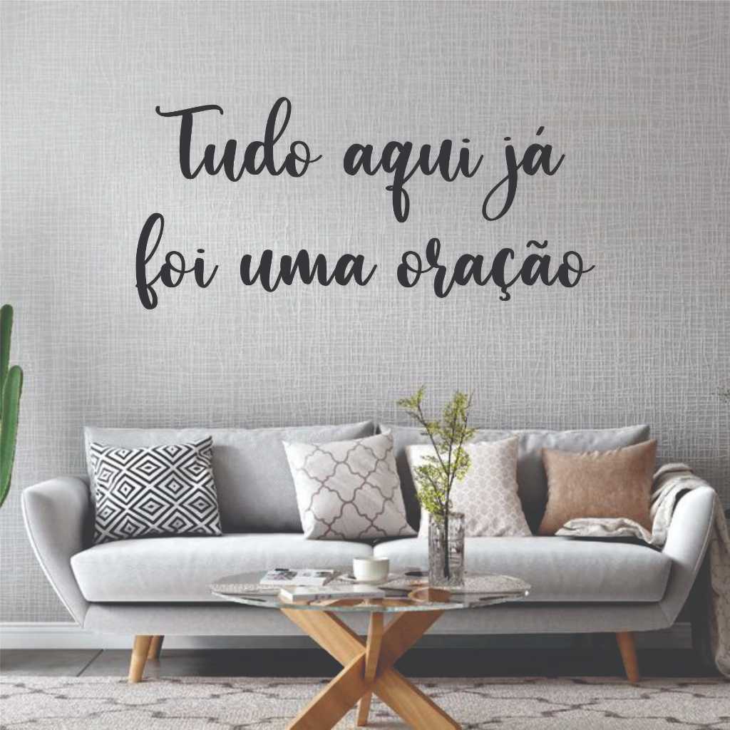 Frase Tudo aqui já foi uma oração em MDF Cru Quadro Decorativo Religioso em Oferta na Shopee