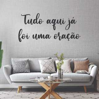 Frase Tudo aqui já foi uma oração em MDF Cru Quadro Decorativo Religioso em Oferta na Shopee