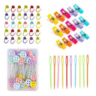 kit 20 Marcador de Ponto 50 alfinetes Clips wonder Prendedor 5 Agulhas Costura Crochê Tricô bordado em Oferta na Shopee