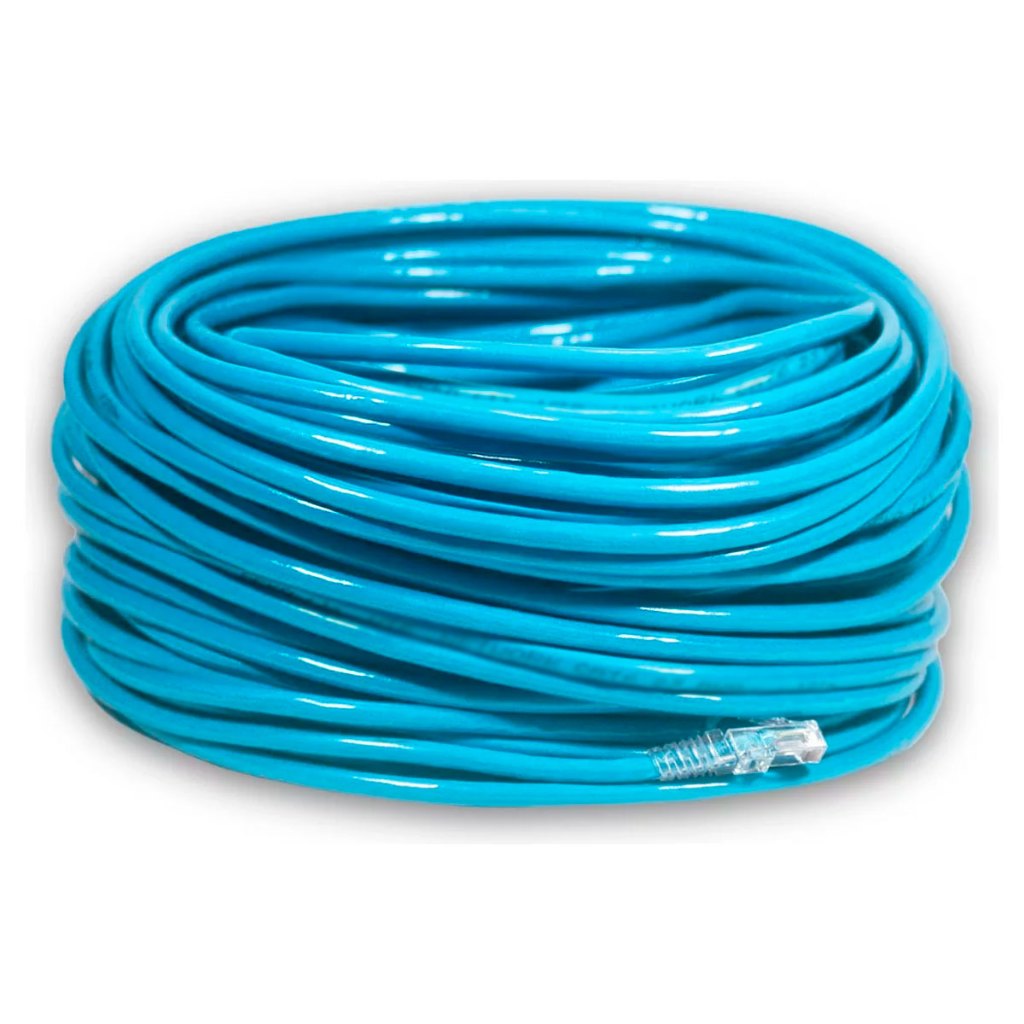 Cabo de Rede Patch Cord 50 Metros Cat5e 100% Cobre Azul Crimpado Lan Utp Ethernet