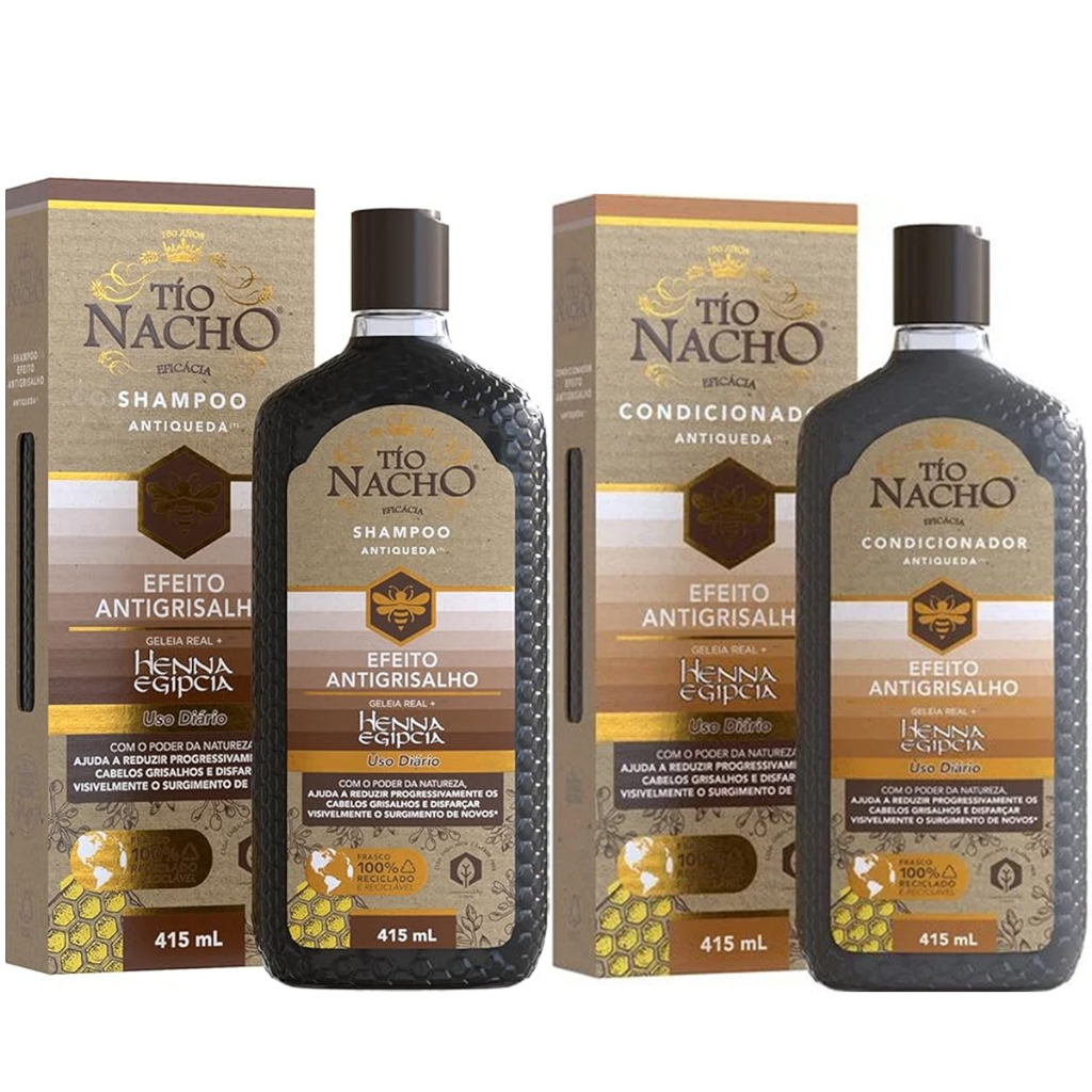 KIT SHAMPOO + CONDICIONADOR EFEITO ANTIGRISALHO TIO NACHO 415ML em Oferta na Shopee