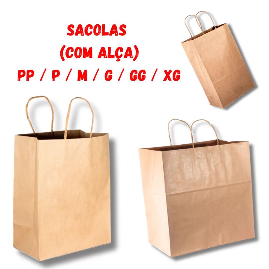 Sacola de Papel Kraft Escolha o Tamanho Alta Qualidade