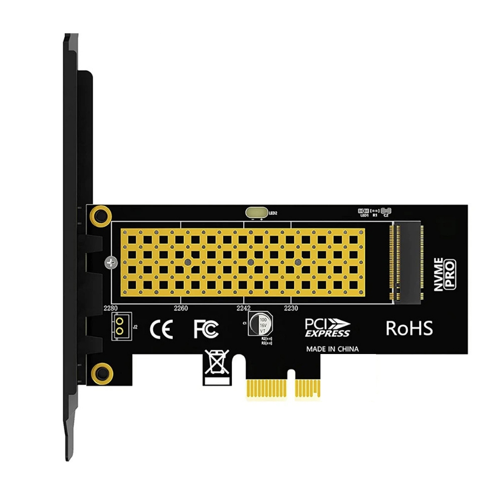 Placa Adaptador SSD NVMe M.2, PCI-E x1, Geração 4.0/3.0, 16GBps, Plug & Play, PC, Win, Linux - JEYI