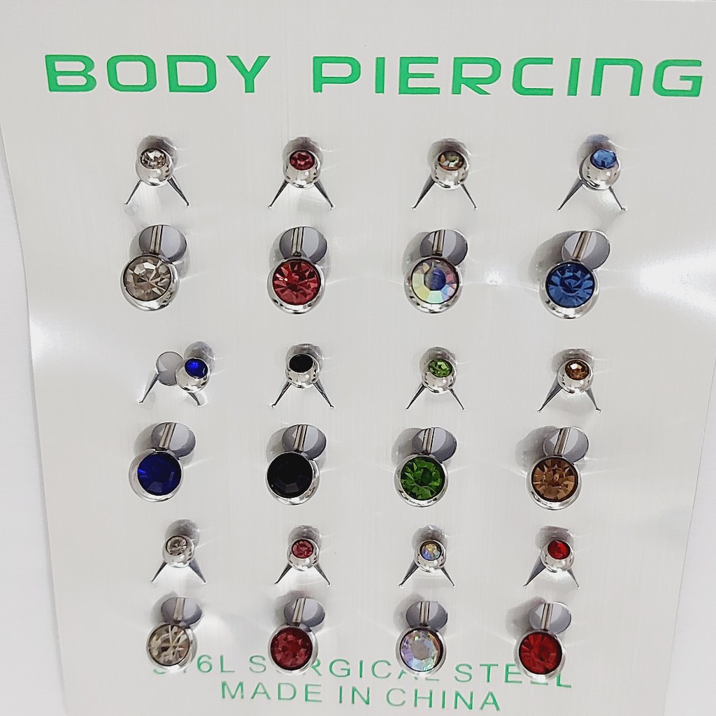 Kit 12 Pcs Piercing de Umbigo Com 2 Pedras Aço Inoxidável em Oferta na Shopee