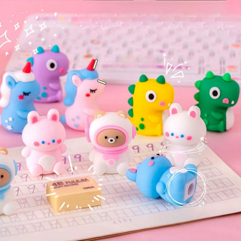 2 / 4 / 6 Unidades Apontador Fofo Kawaii Escolar Decorativo Divertido Papelaria