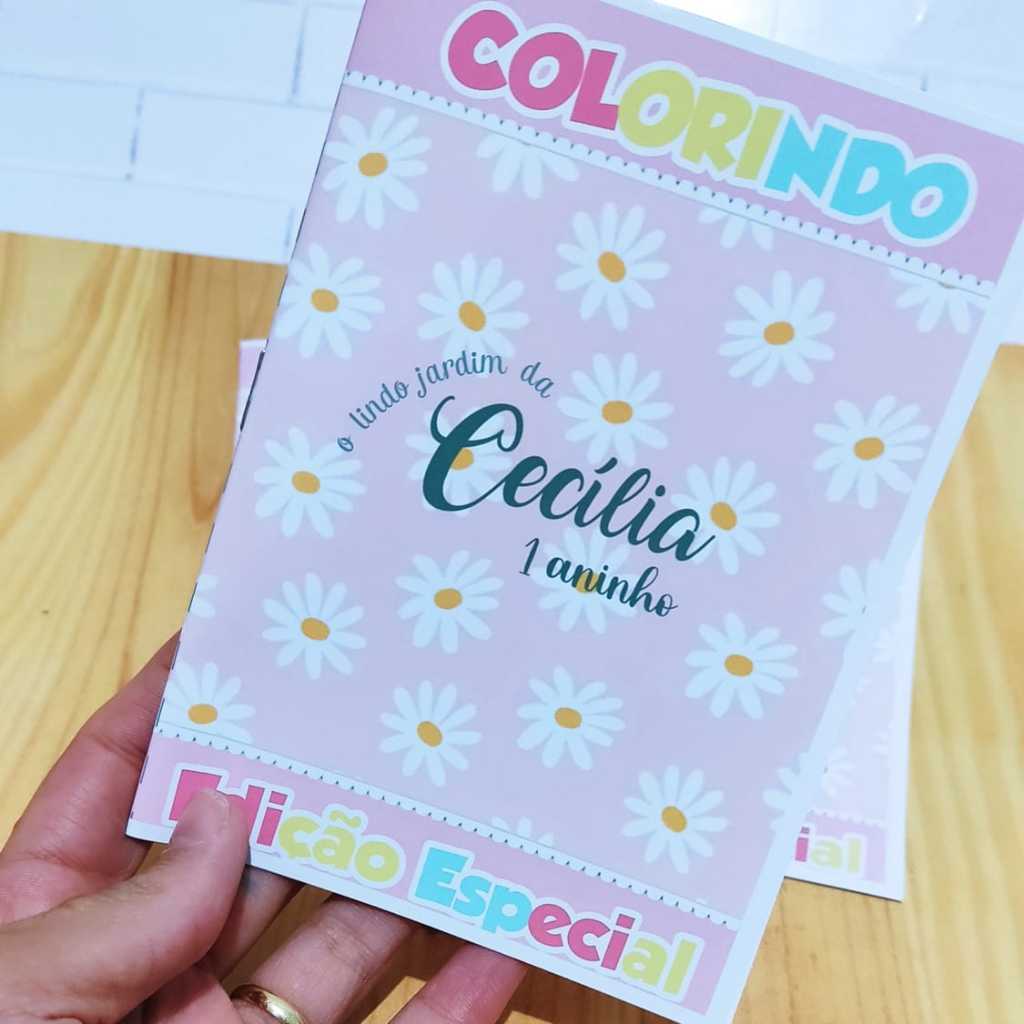 Revistinha de Colorir Personalizada Margaridas – Lembrancinha de Aniversário Infantil