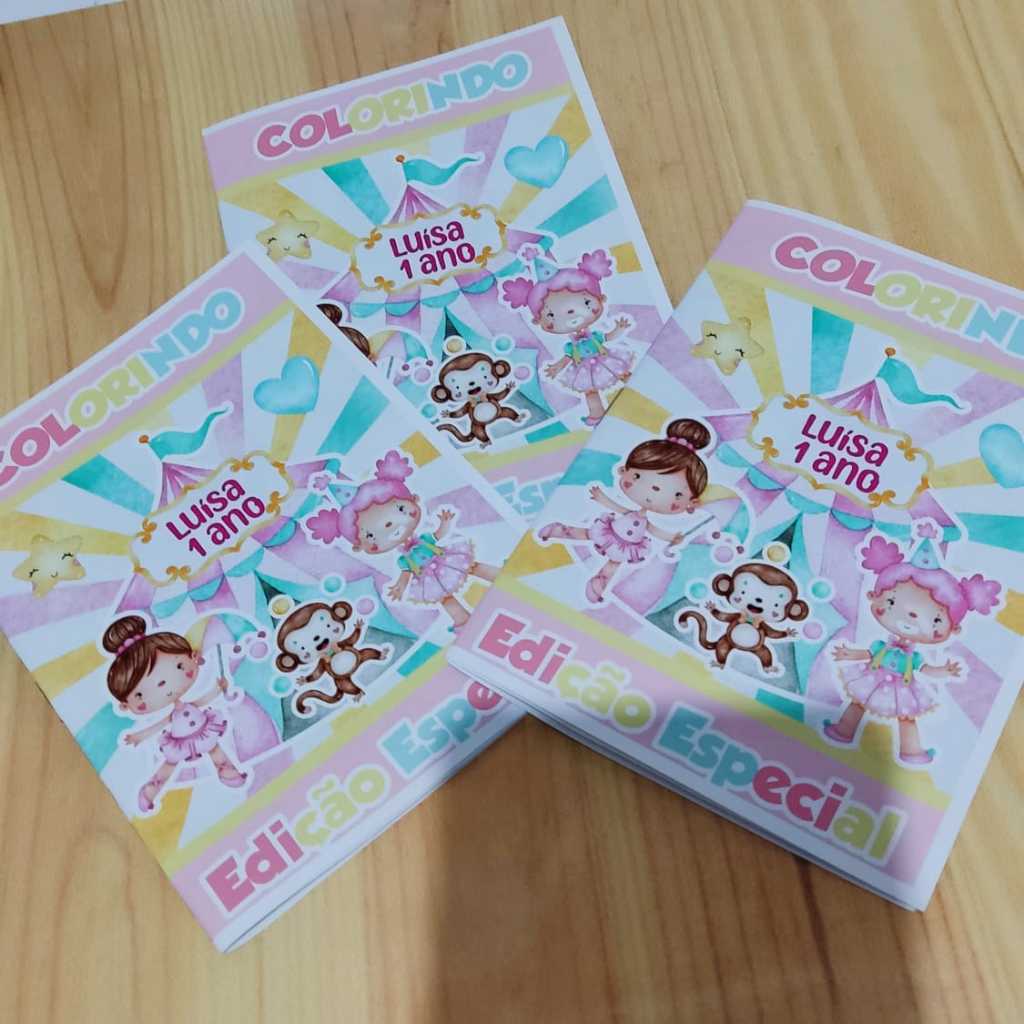 Revistinha de Colorir Personalizado Circo rosa Lembrancinhas festas/livrinho infantil aniversario