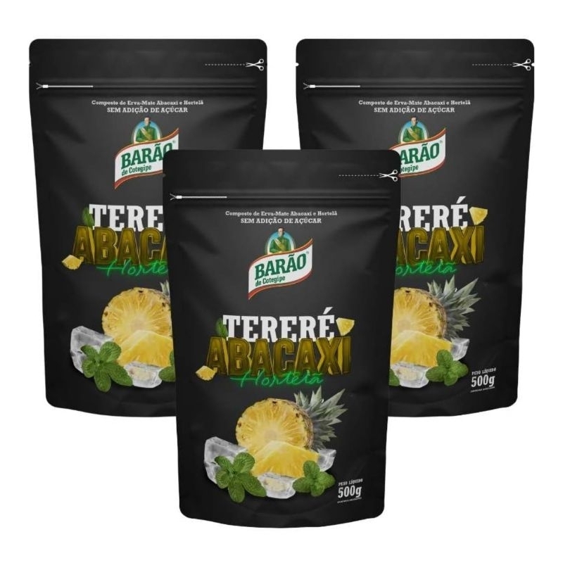 Kit 3 Erva Mate para Tereré Barão de Cotegipe Abacaxi e Hortelã