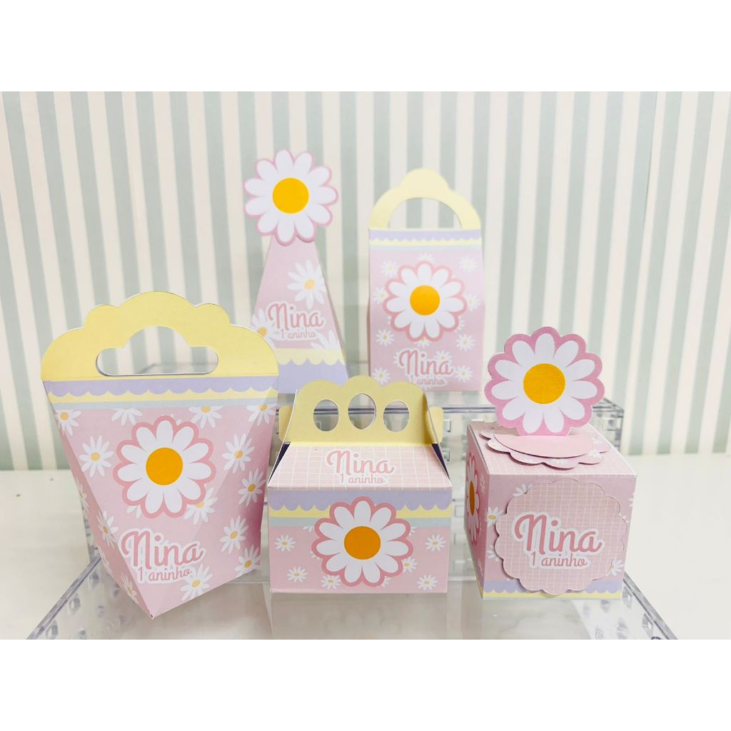 Caixinhas Margarida Personalizadas lembrancinha Festa Infantil - PEGUE E MONTE  Envio Rápido