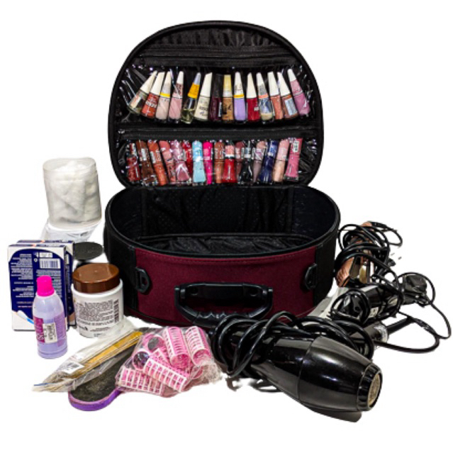 Nécessaire Tamanho Grande Frasqueira Feminina Bolsa De Mão Maquiagem Manicure Sobrancelha em Oferta na Shopee