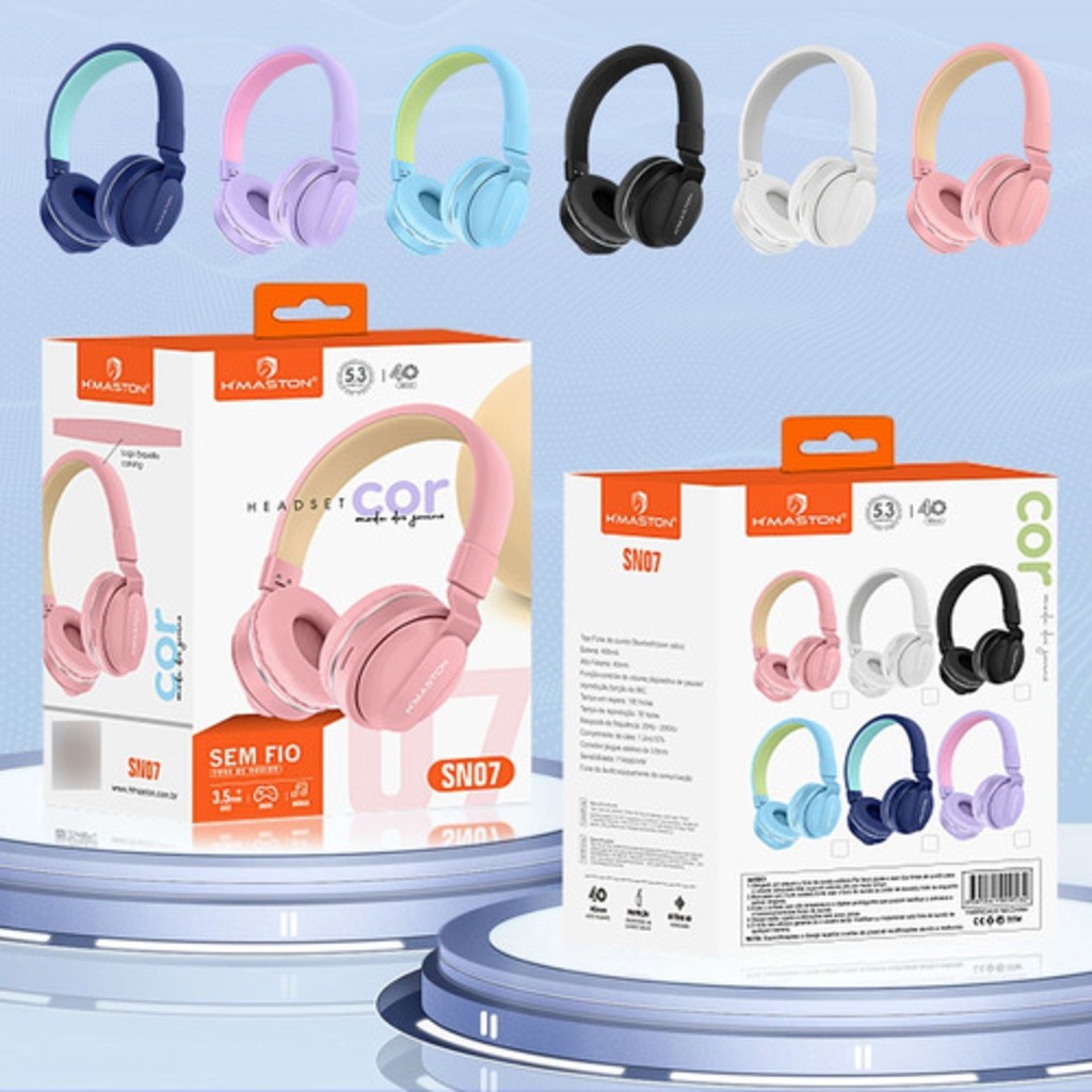 H'maston Sn07 Fone  De Ouvido Headset Bluetooth 5.3  Game Com   Microfone
