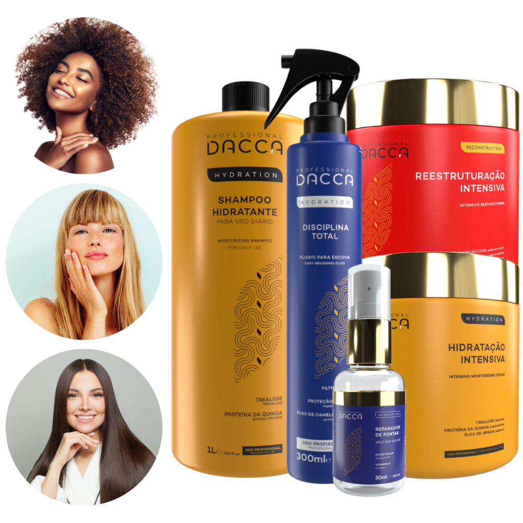 Kit Cronograma Capilar Dacca Profissional Hidratação e Reconstrução Produtos de Cabelo em Oferta na Shopee